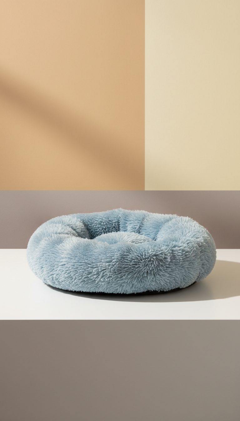 Plush Pet Bed in Misty Blue